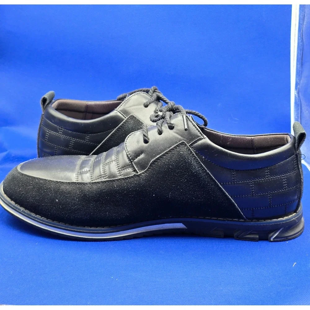 Gatsby Mens Black Leather Suede Dress Shoes Sneakers Size 11.5 45.5 EU